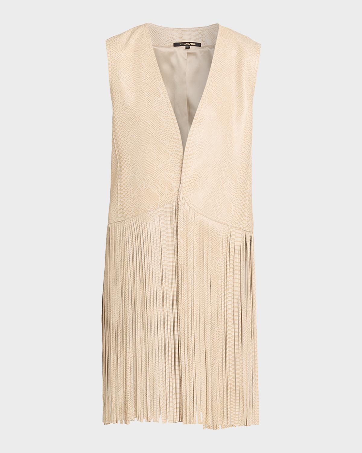 Kobi Halperin Angela Snakeskin Fringe Leather Vest