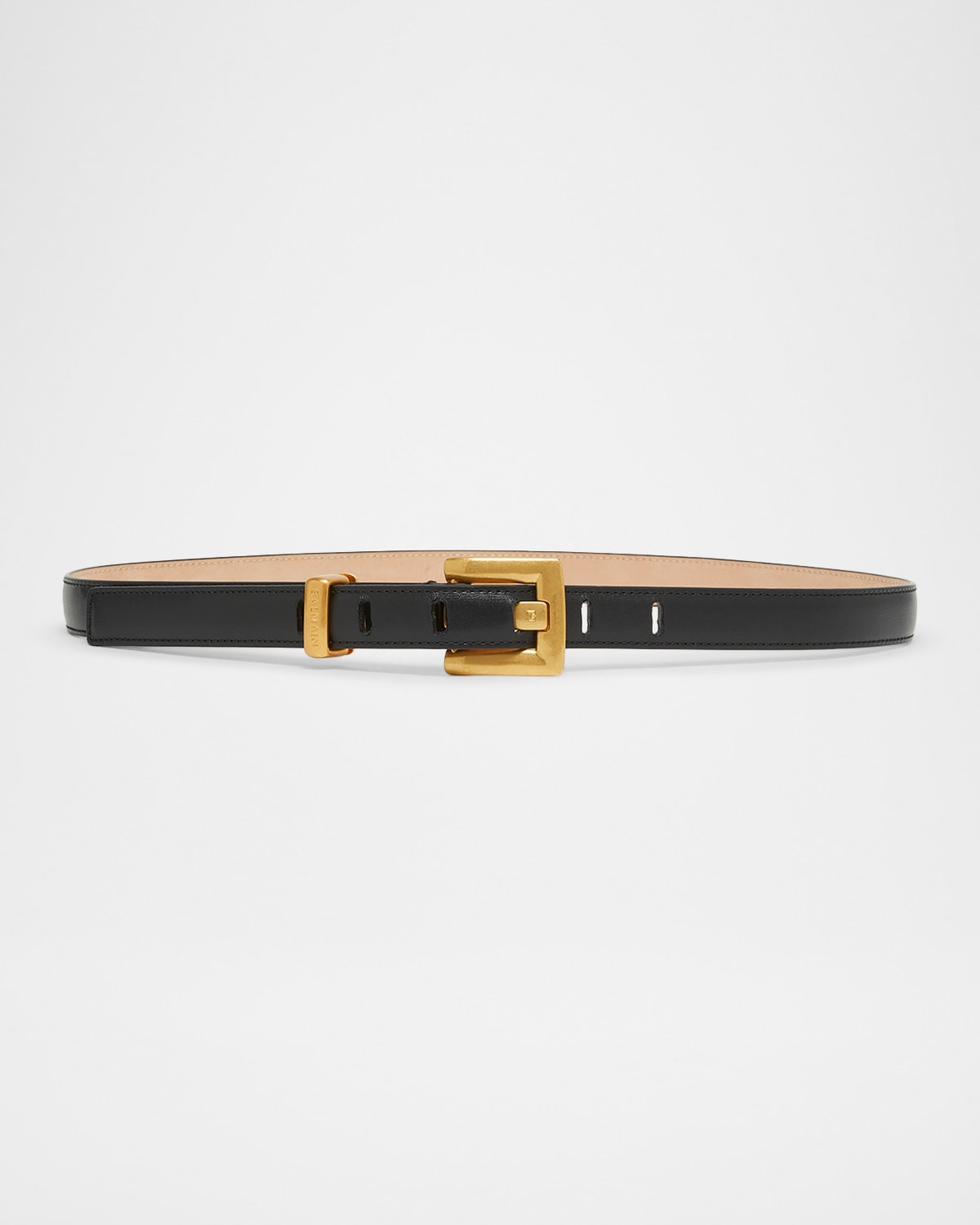 Balmain Anthem Calfskin Leather Belt In Noir