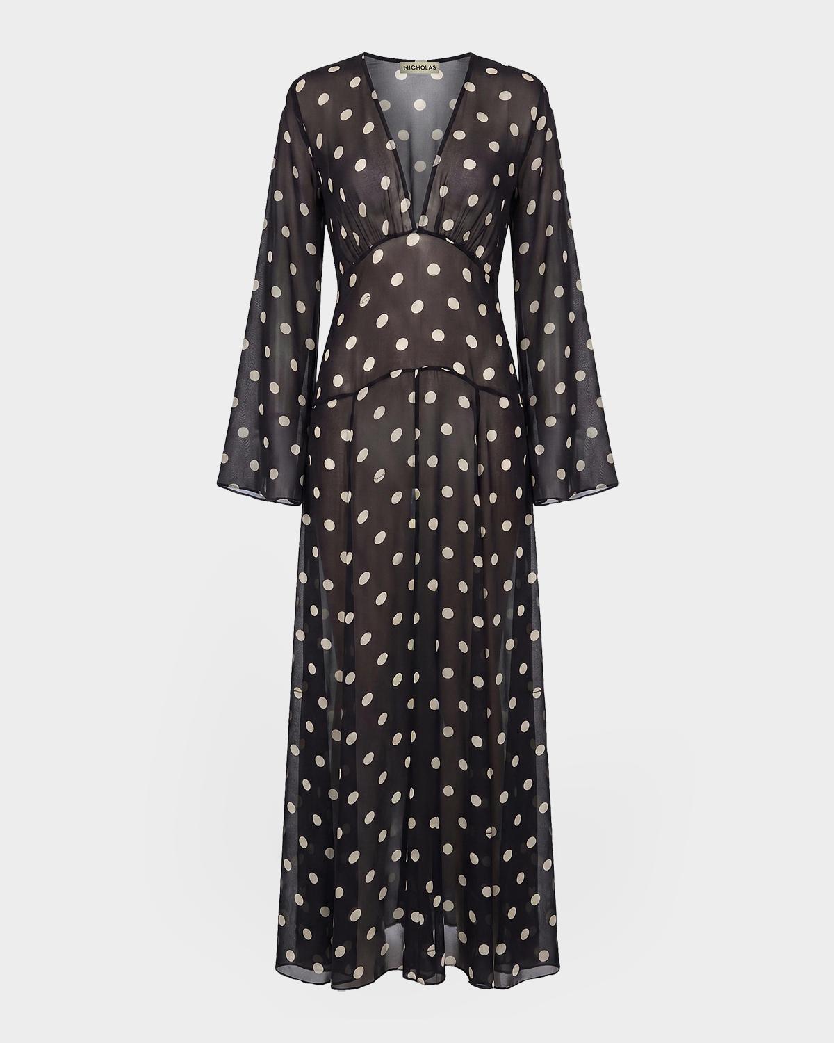 n/nicholas Marella Polka Dot Sheer Maxi Dress