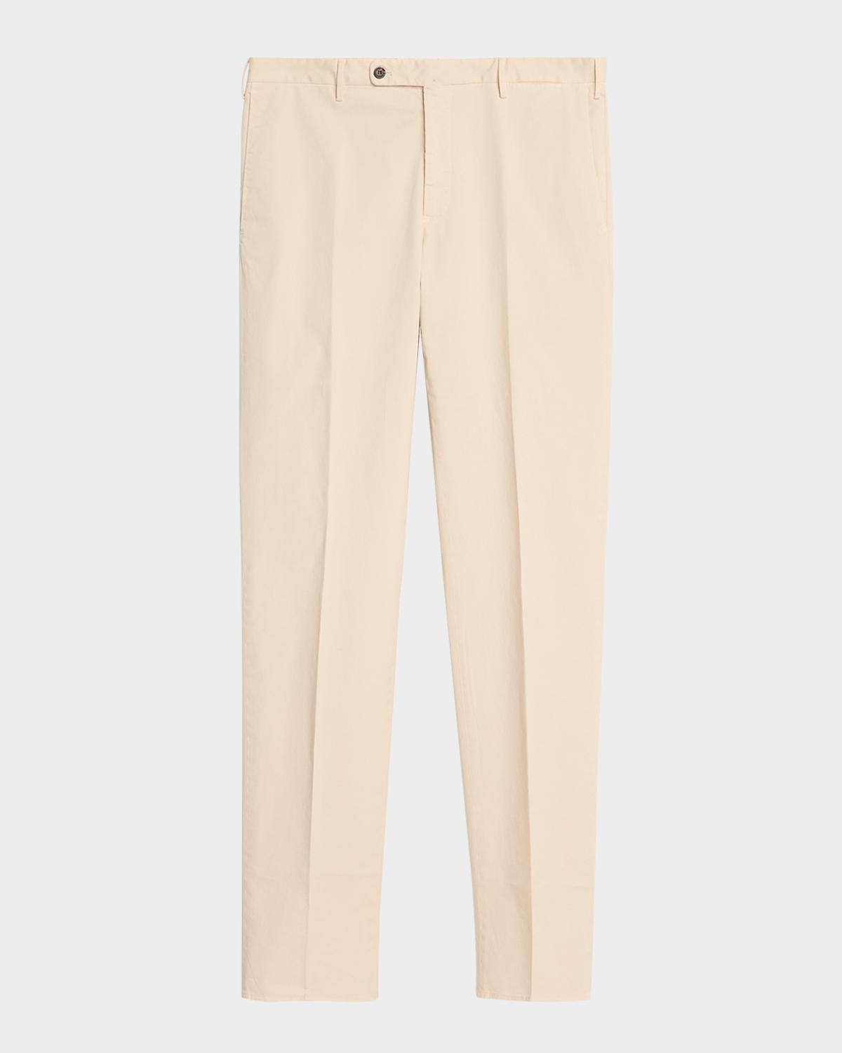 Incotex Men's Pressed-Crease Cotton Trousers