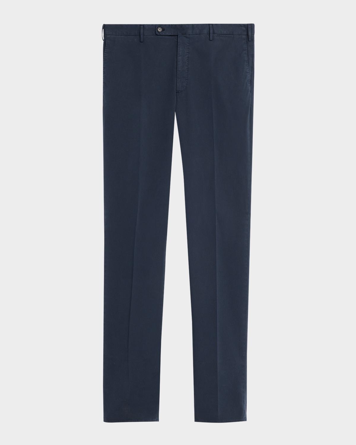 Incotex Men's Pressed-Crease Cotton Trousers