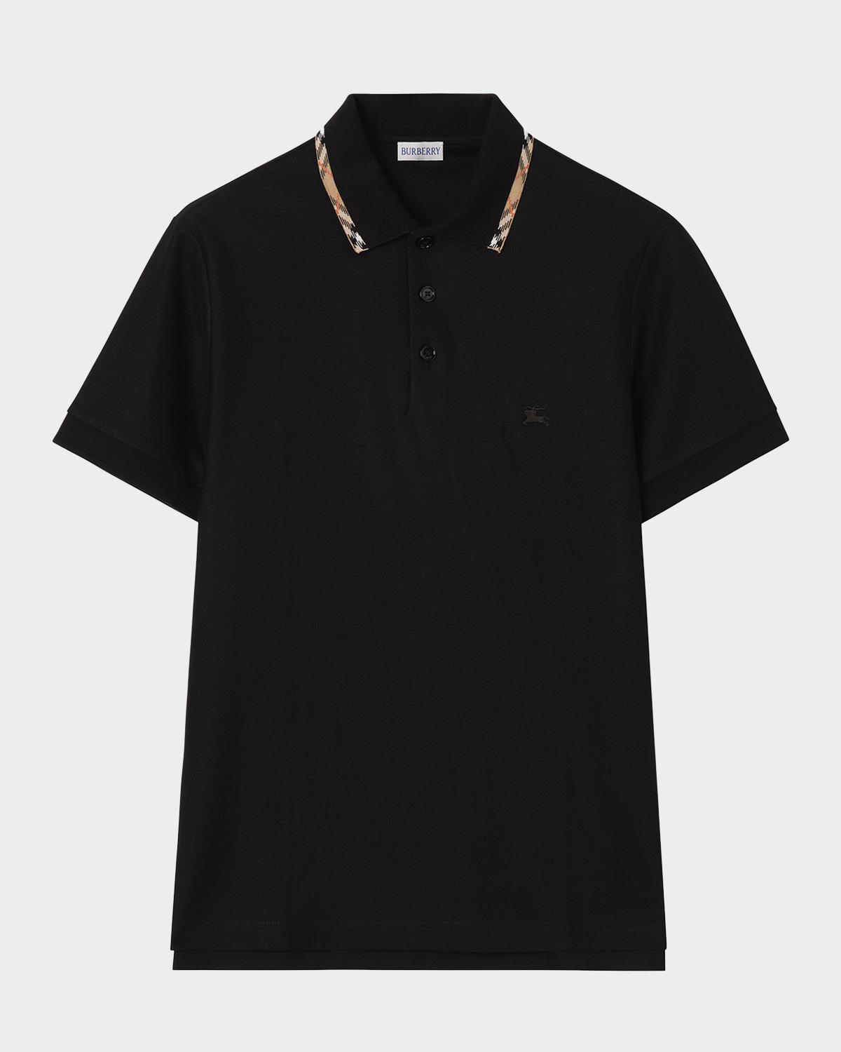 Burberry Men's Slim Fit Check-Placket Pique Polo Shirt