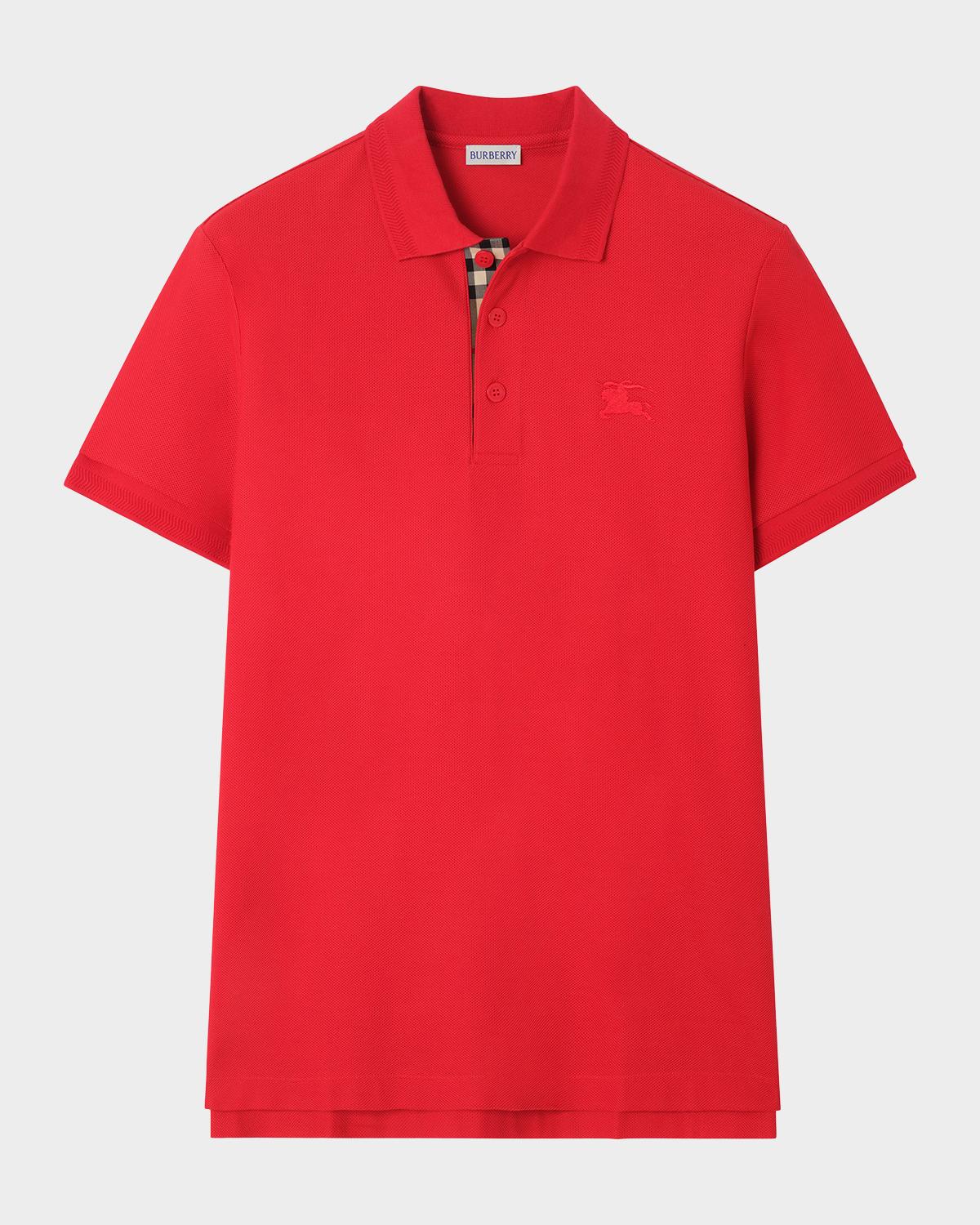Burberry Men's Slim Fit Check-Placket Pique Polo Shirt