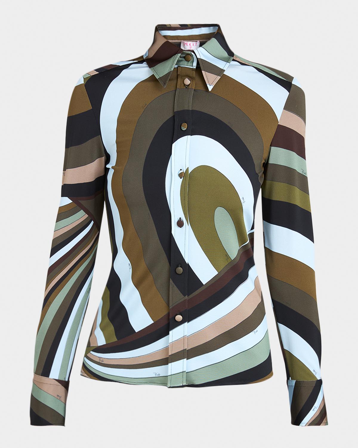 Pucci Iride Jersey Button-Down Shirt