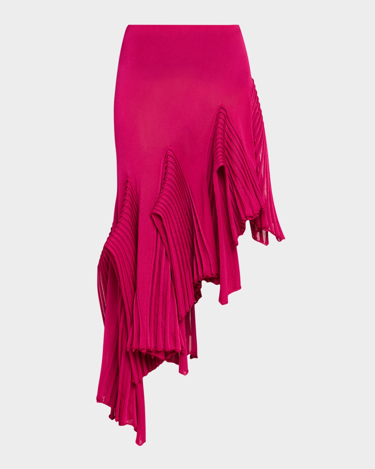 ALAIA Asymmetric Godet Ruffle Midi Skirt