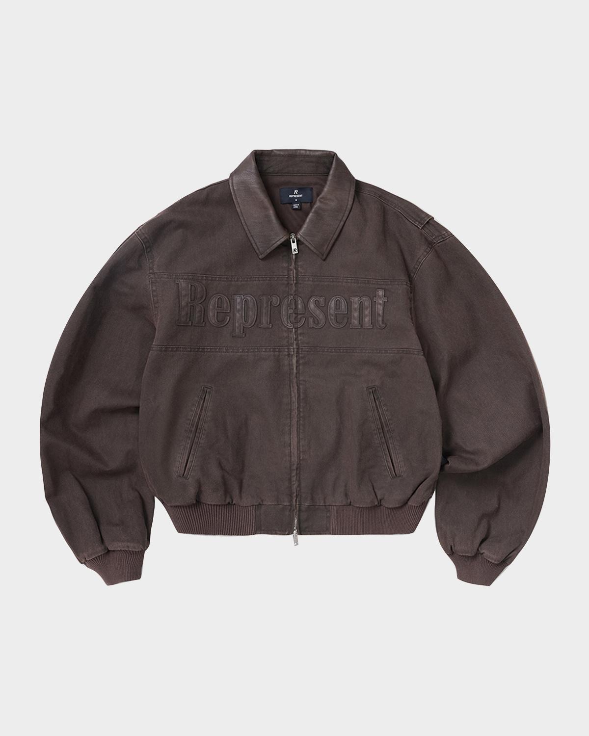 REPRESENT Men's Roscoe Canvas Bomber Jacket with Faux Leather Trim