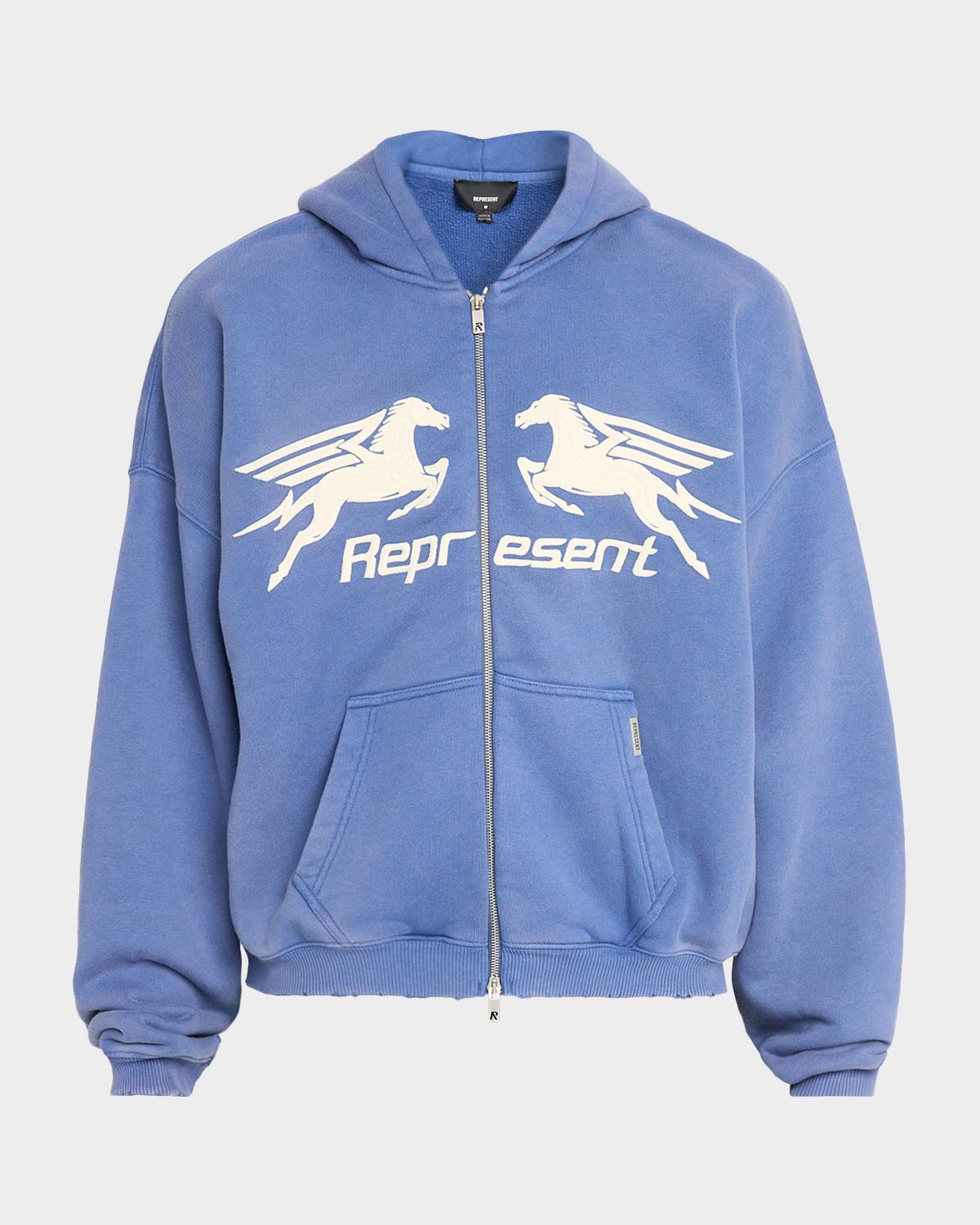 REPRESENT Men's Pegasus Logo Cotton Oversized Zip-Up Hoodie