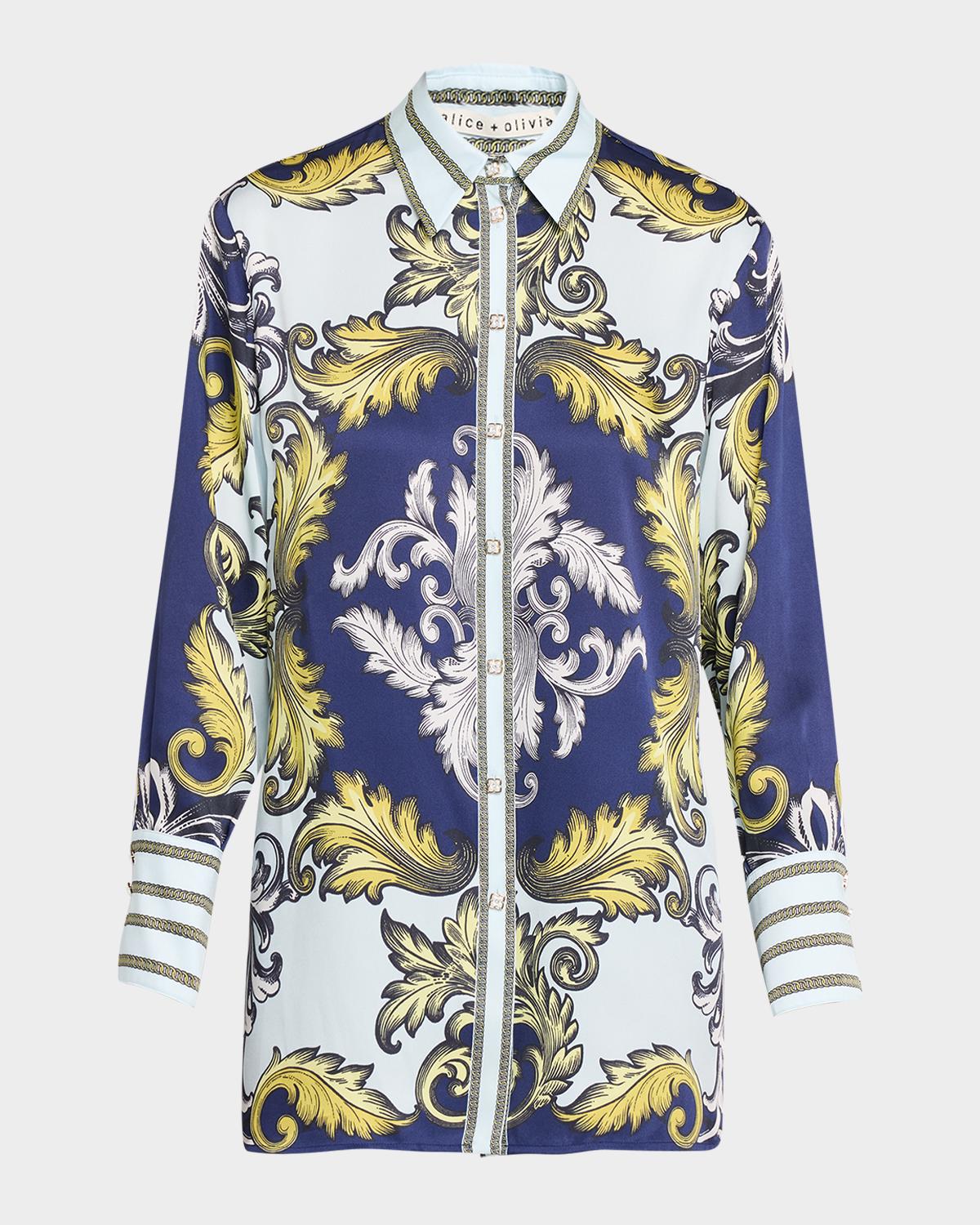 Lane Oversized Button-Front Blouse