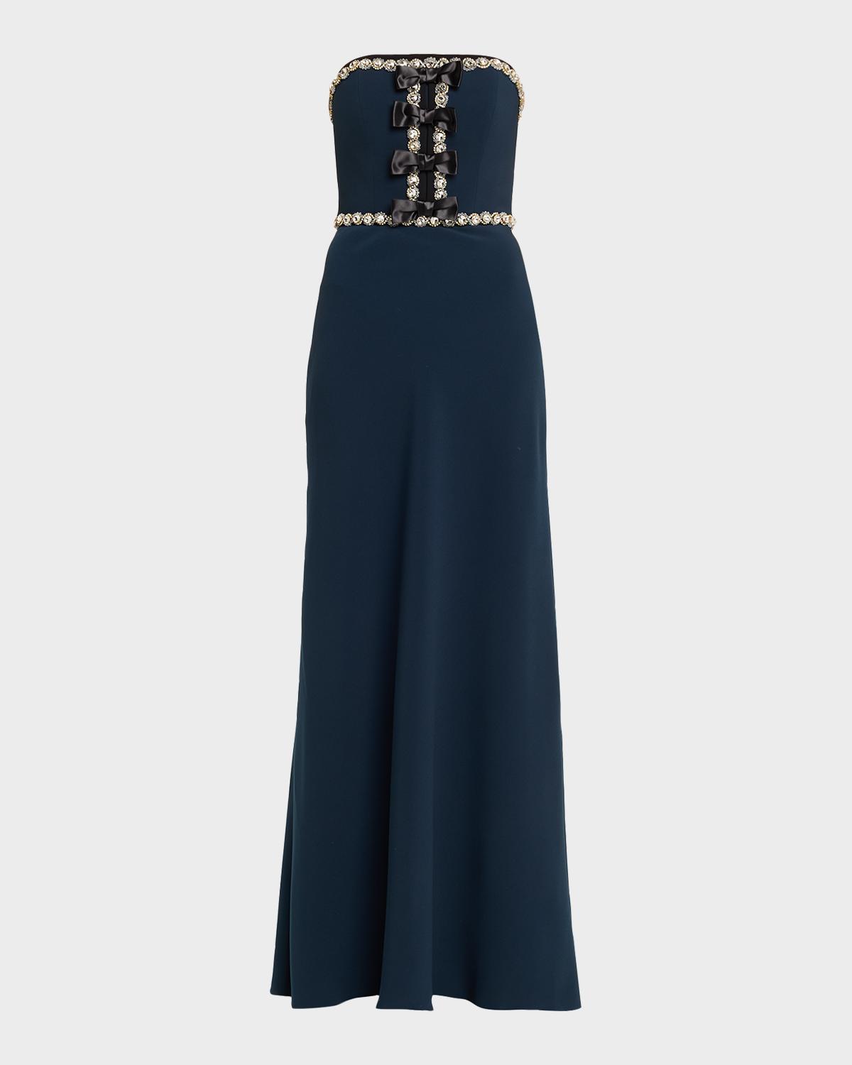 Jenny Packham Tandy Bow Embellished Strapless Gown