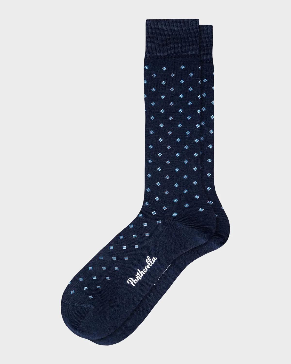 Pantherella Men's Wallace Neat Mini-Box Cotton Calf-Length Dress Socks