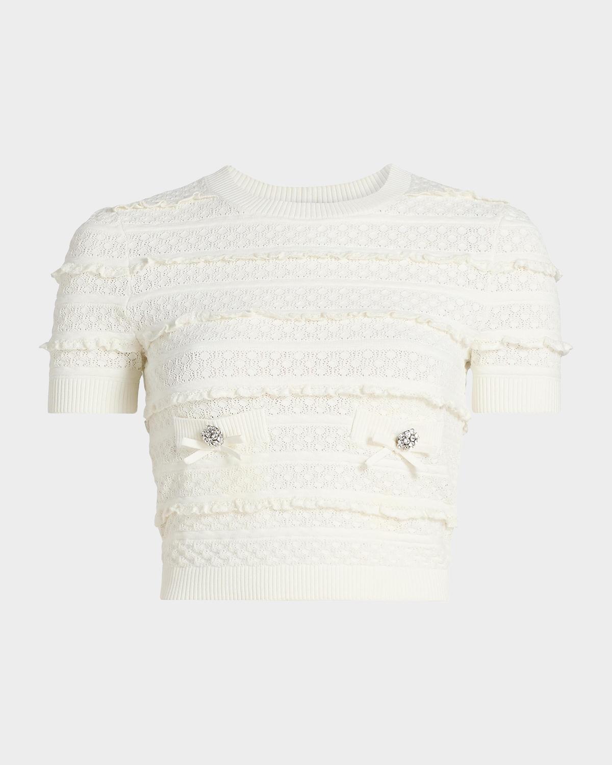 Self-Portrait Pointelle Knit Crop Top