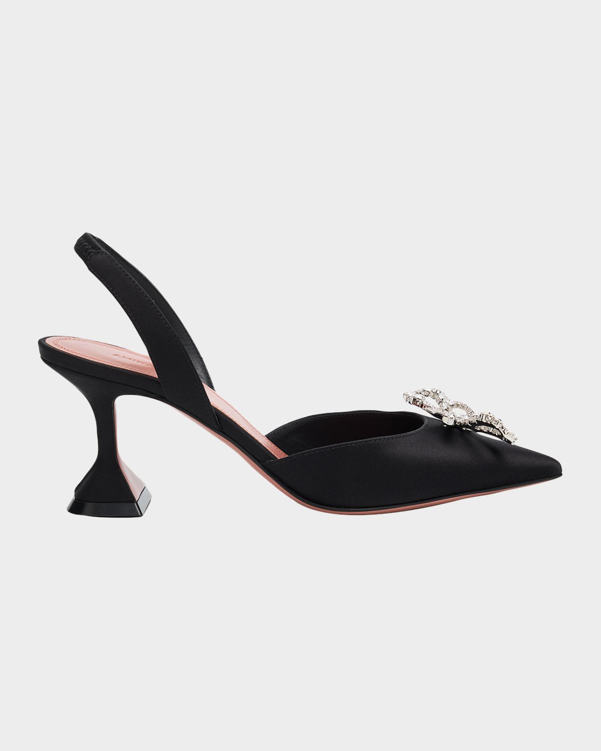 Amina Muaddi 70mm Rosie Embellished Satin Slingback Pumps