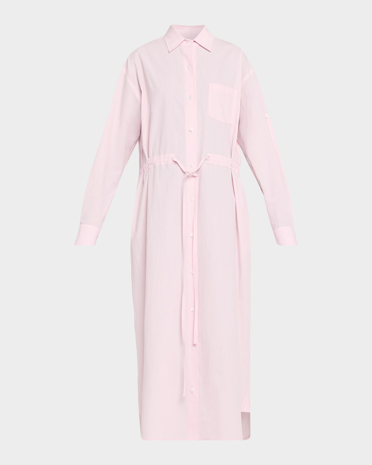 Maria Mcmanus Long-sleeve Drawstring Midi Shirtdress In Pink