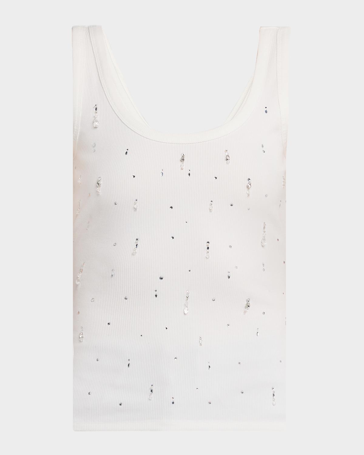 Generation Love Evita Embellished Rib-Knit Jersey Tank Top