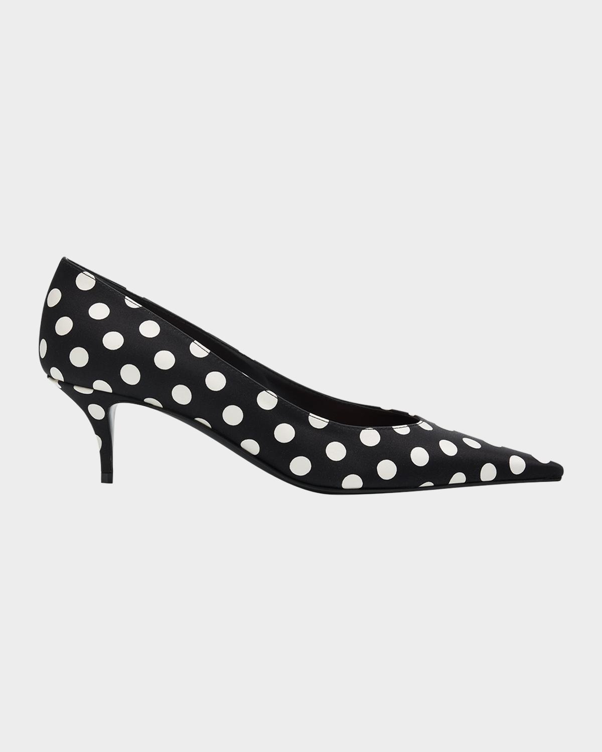 Amina Muaddi 55mm Barbara Polka-Dot Satin Pumps