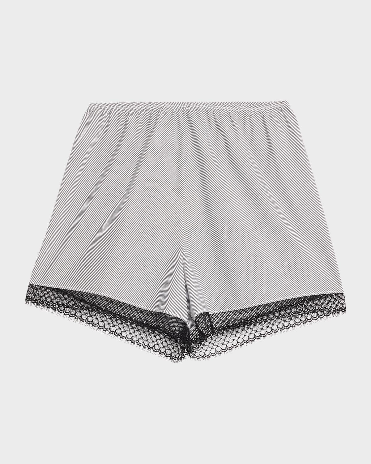 MARIA MCMANUS Lace Bias Shorts with Pinstripes