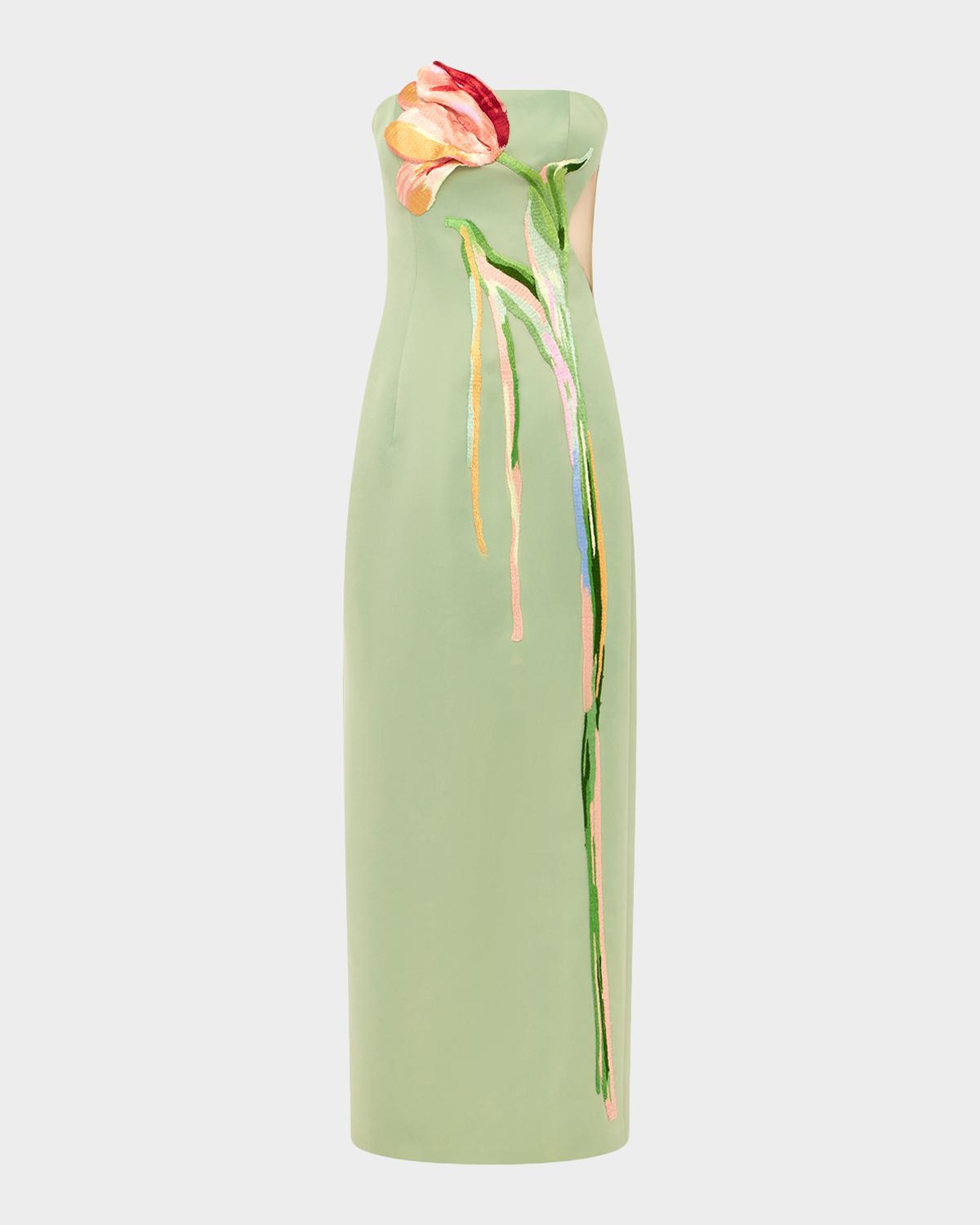 LEO LIN Marilyn Embroidered Cutout Bustier Maxi Dress
