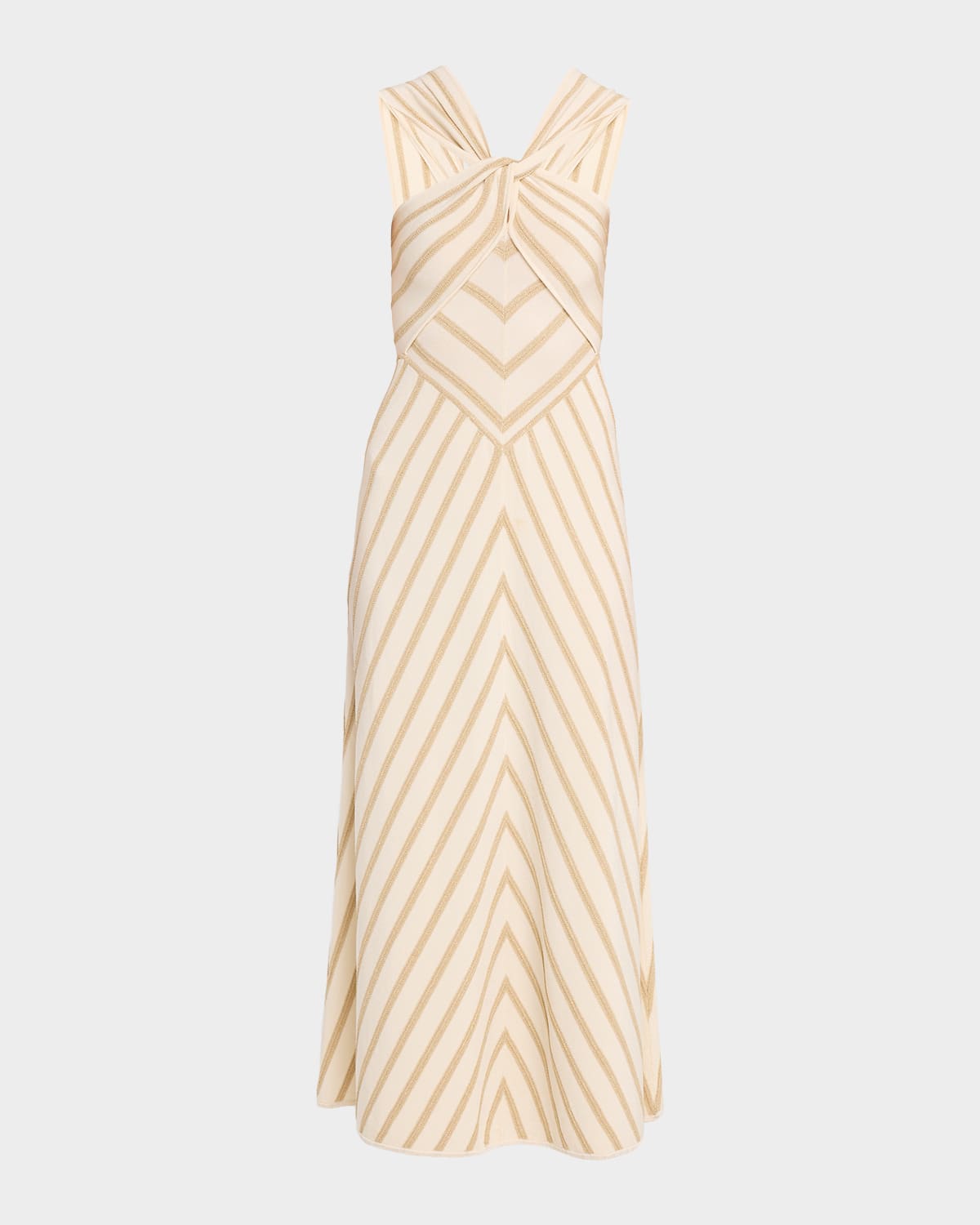 Zimmermann Luna Metallic Halter Knit Dress In Gold