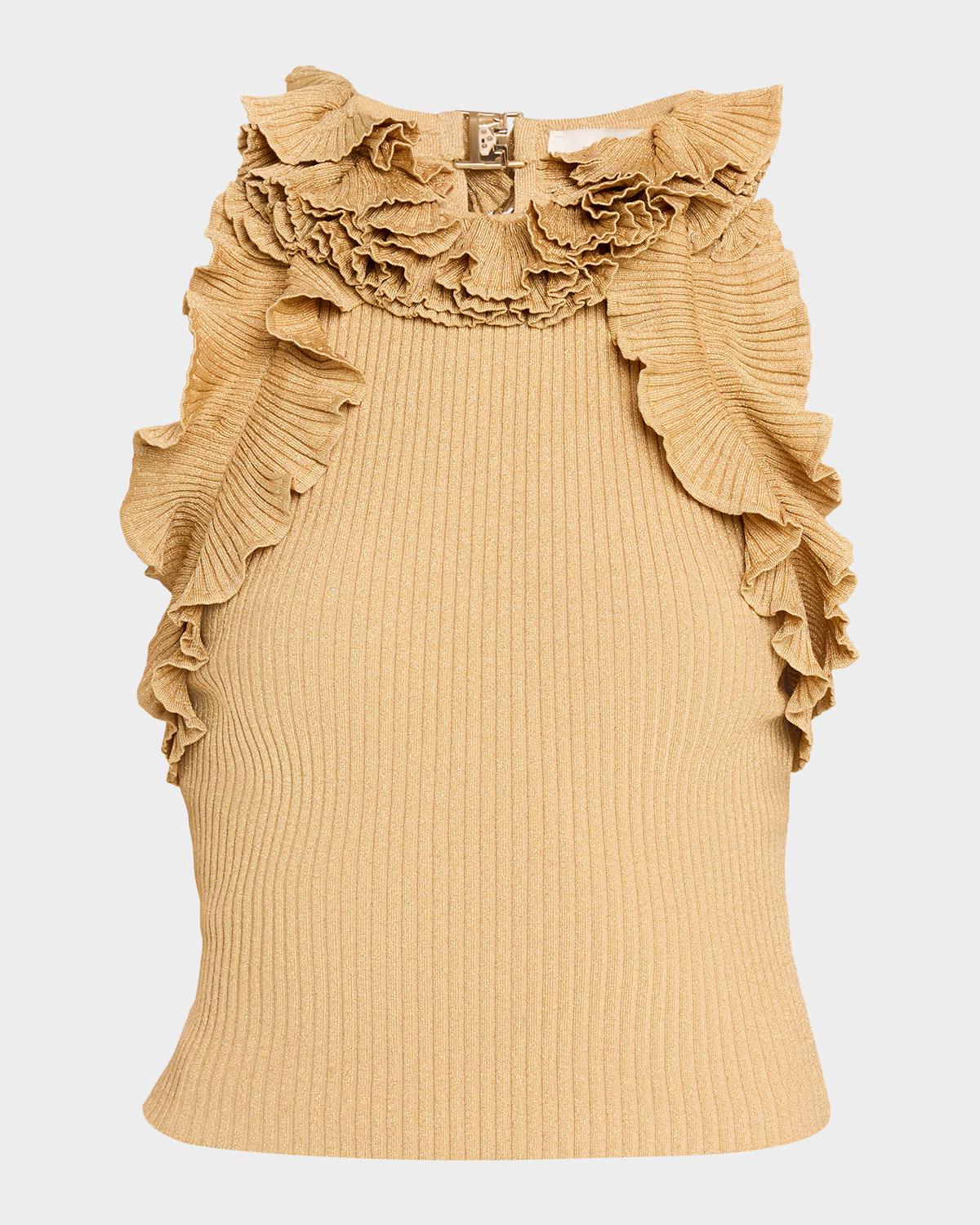 Zimmermann Luna Metallic Ruffled Tank Top