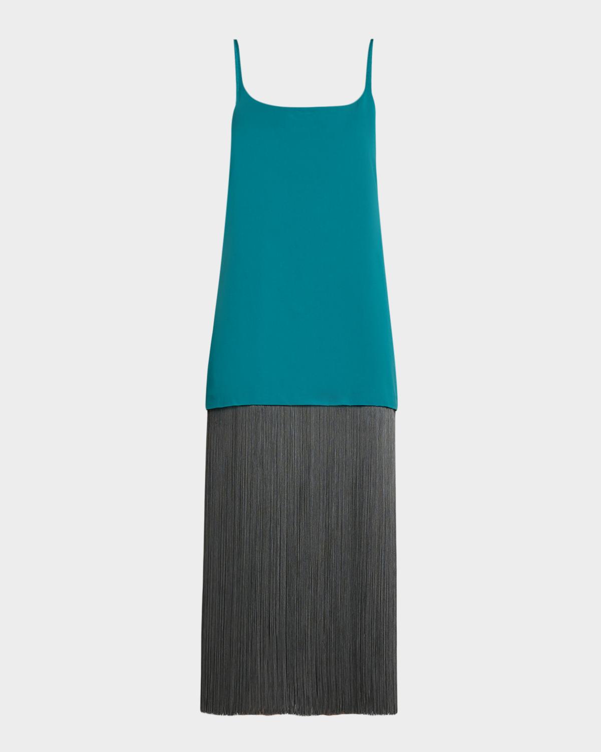 ALAÏA Fringe Poplin Maxi Slip Dress