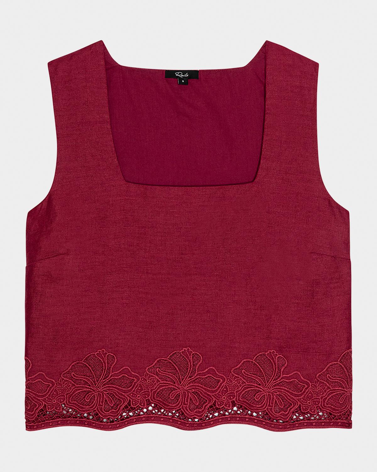 Rails Akira Embroidered Linen Crop Top