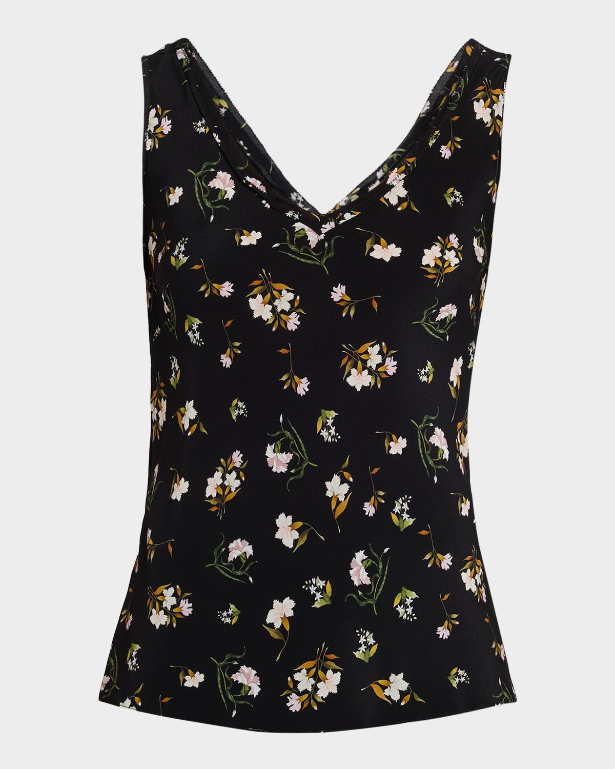 Adam Lippes Aura Floral-Print Silk Sleeveless Top