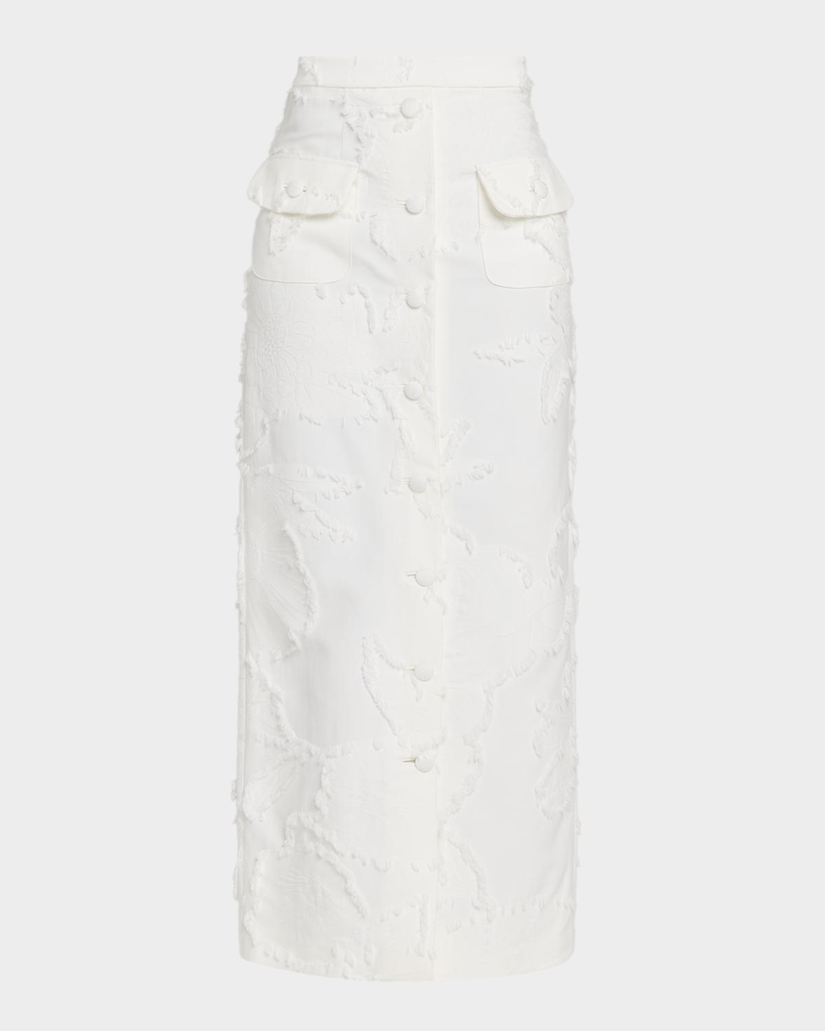 Adam Lippes Dakota Textured Crepe Button-Front Maxi Skirt