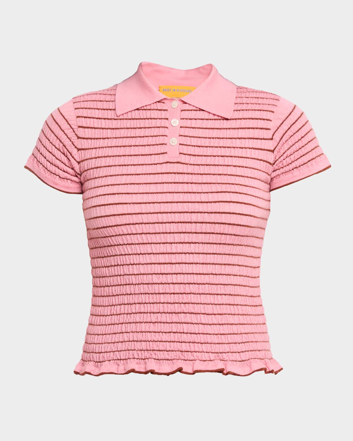 Guest in Residence Smocked Shrunken Striped Polo