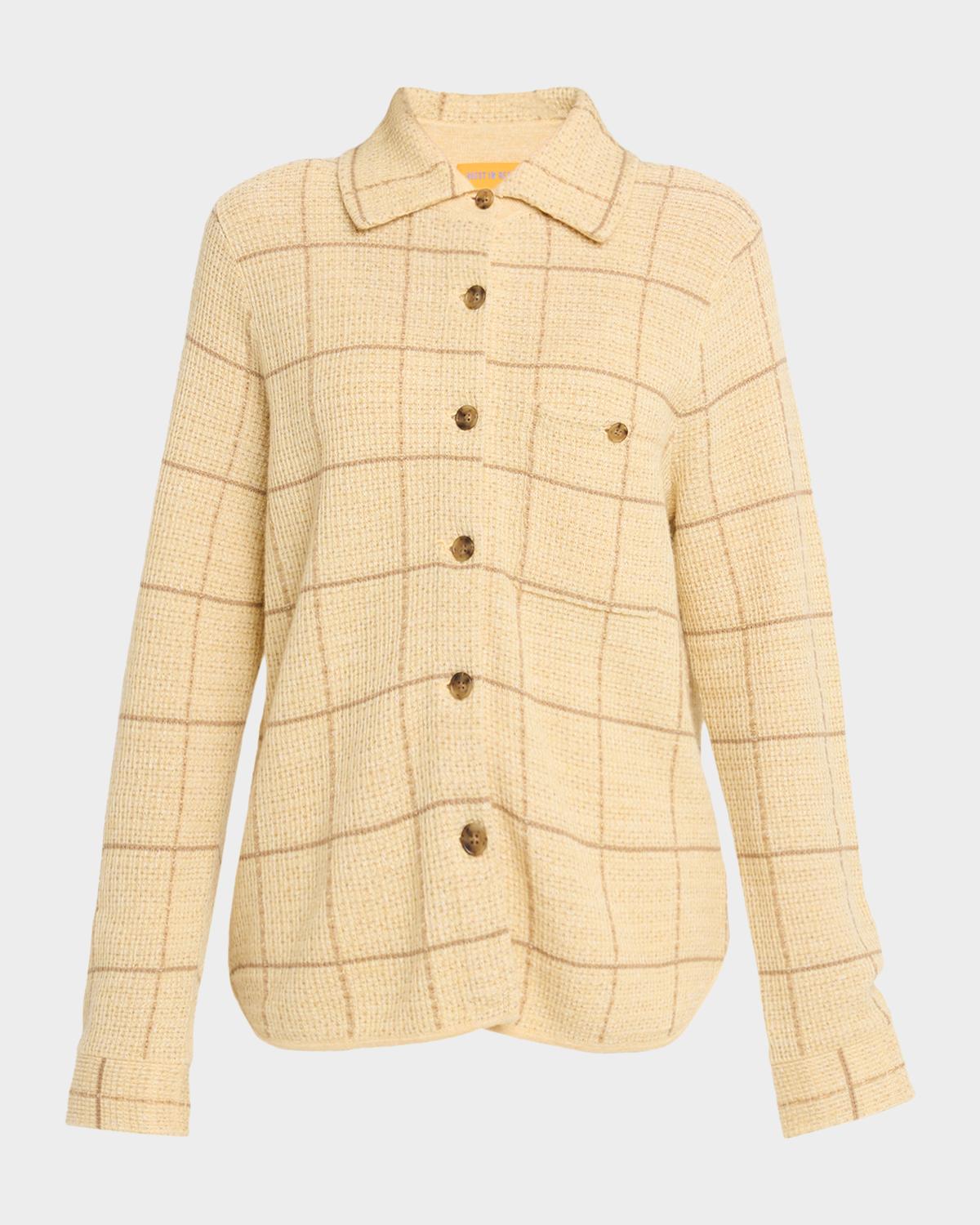 Guest in Residence Dylan Plaid Cashmere-Linen Shirt