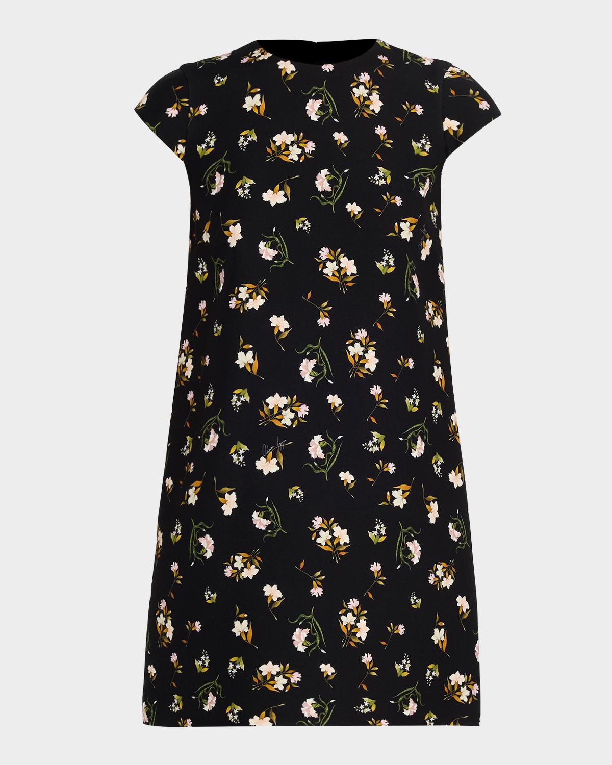 Adam Lippes Izzy Floral-Print Cap-Sleeve Mini Dress