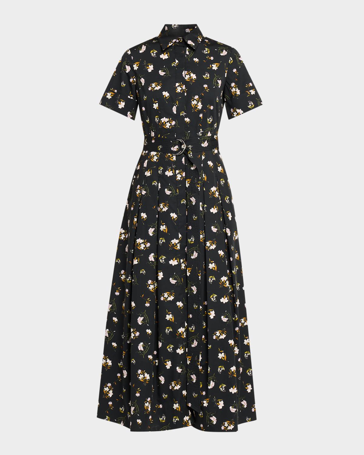 Adam Lippes Leighton Floral-Print Belted Midi Shirtdress