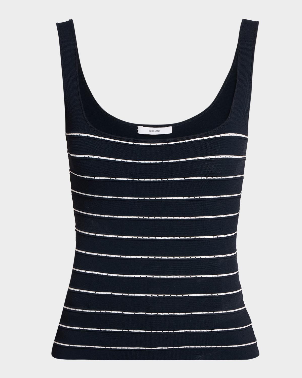 Adam Lippes Aria Pointelle Striped Compact Knit Tank Top