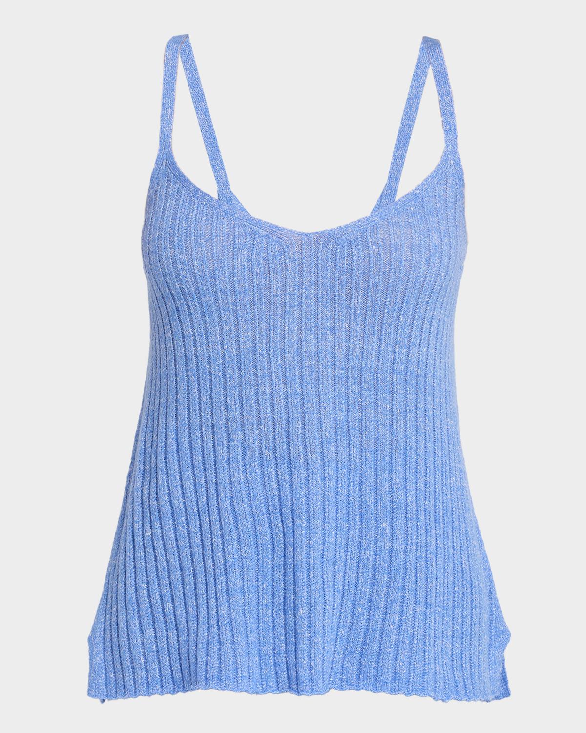 Guest in Residence Breezy Ribbed Cashmere-Linen Tank Top