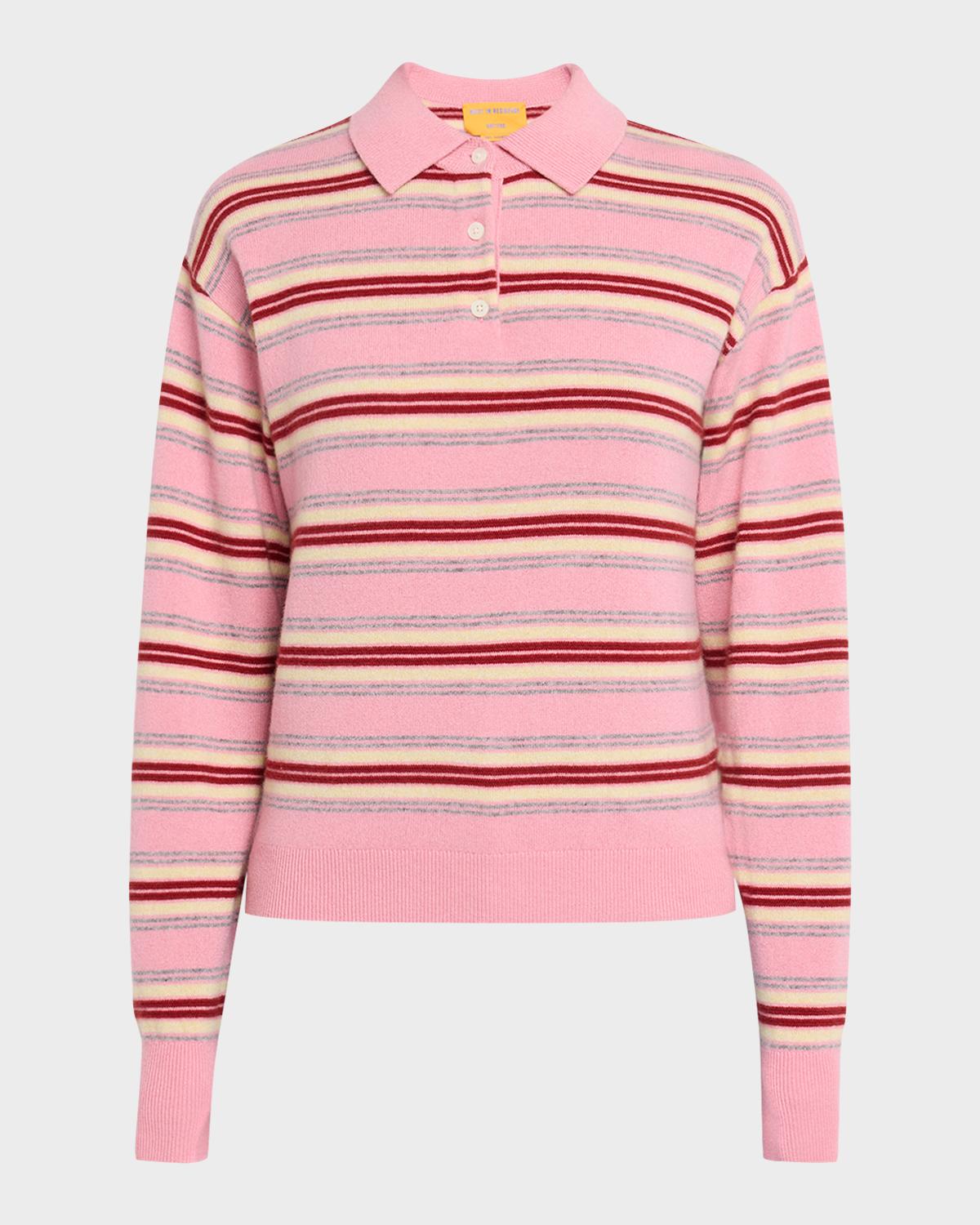 Guest in Residence Collegiate Stripe Cashmere Polo