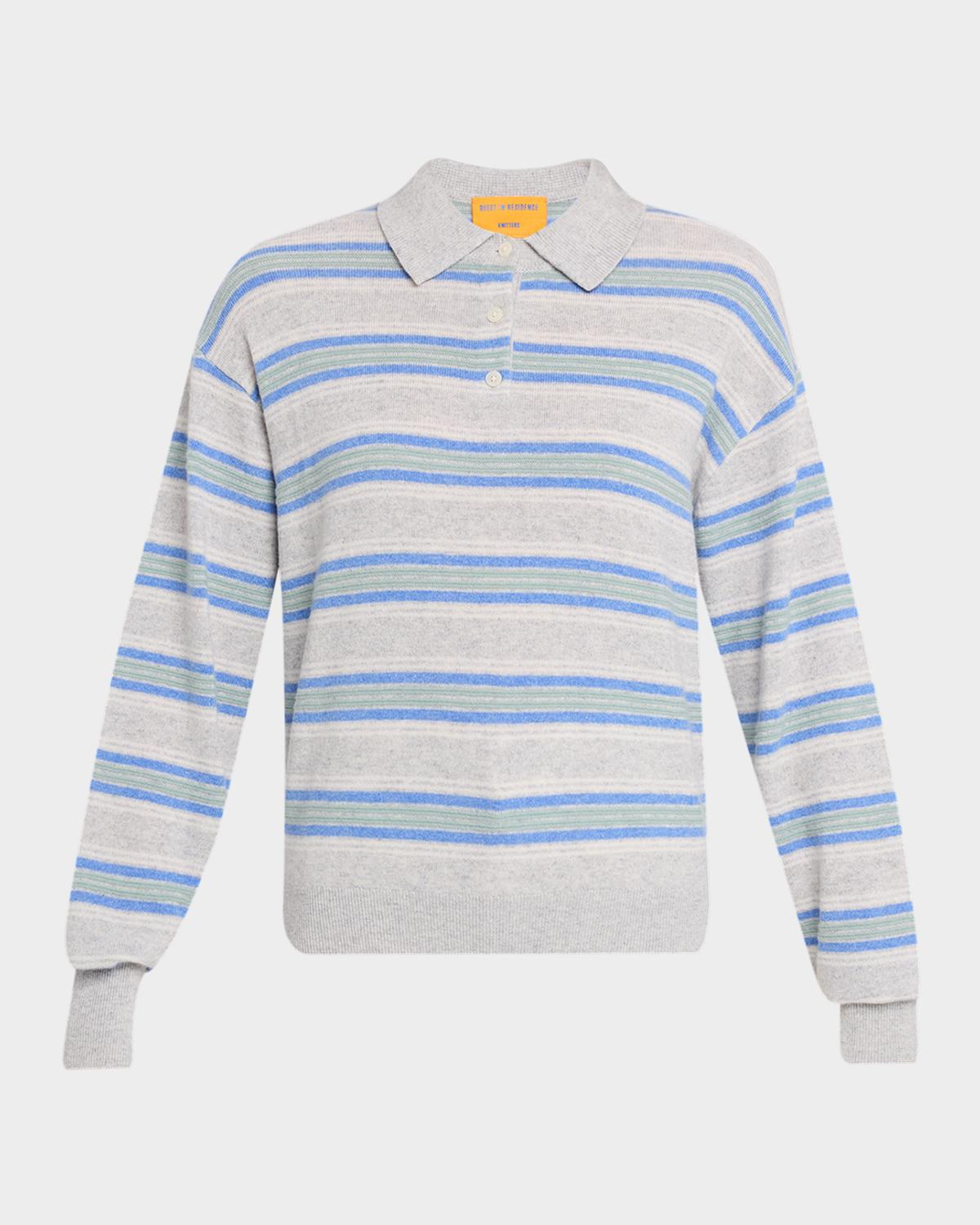 Guest in Residence Collegiate Stripe Cashmere Polo