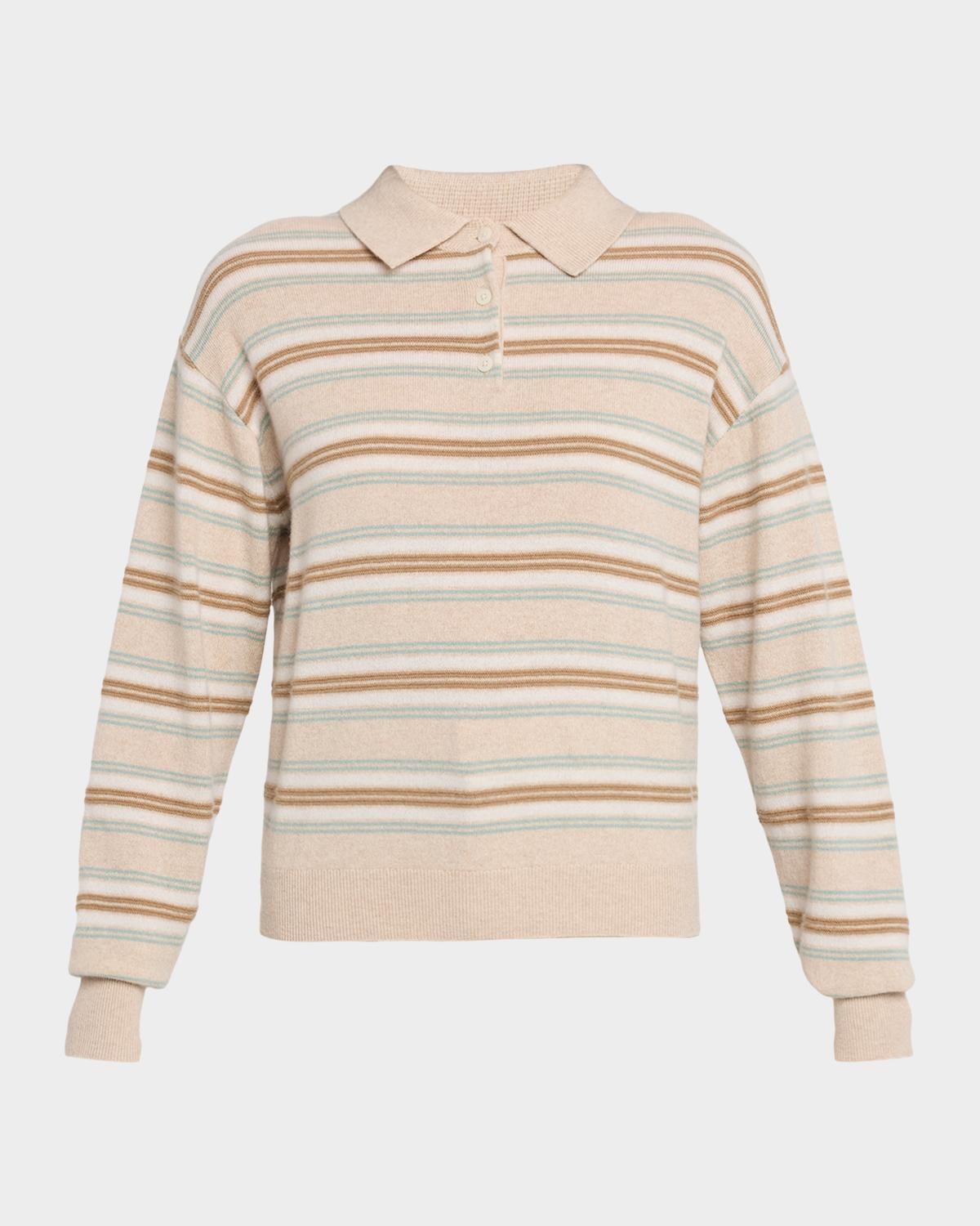 Guest in Residence Collegiate Stripe Cashmere Polo