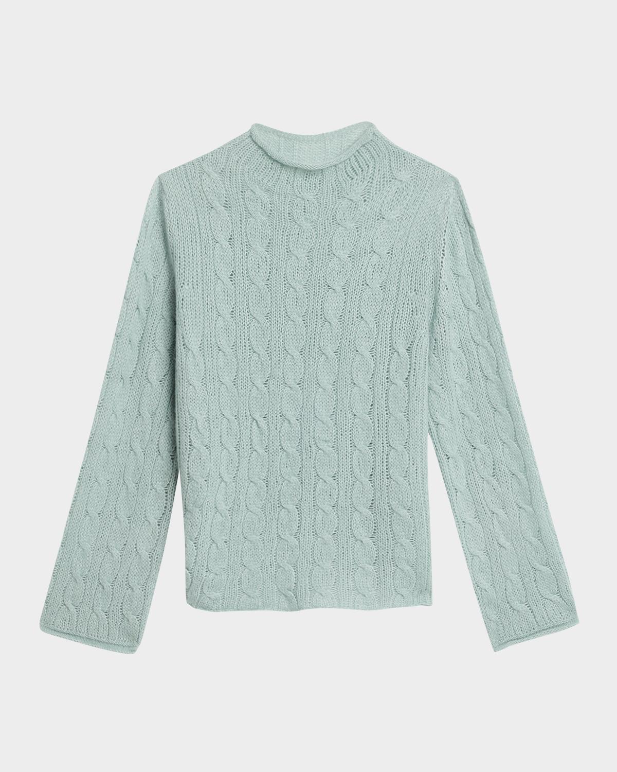 Guest in Residence Cable-Knit Mock-Neck Sweater