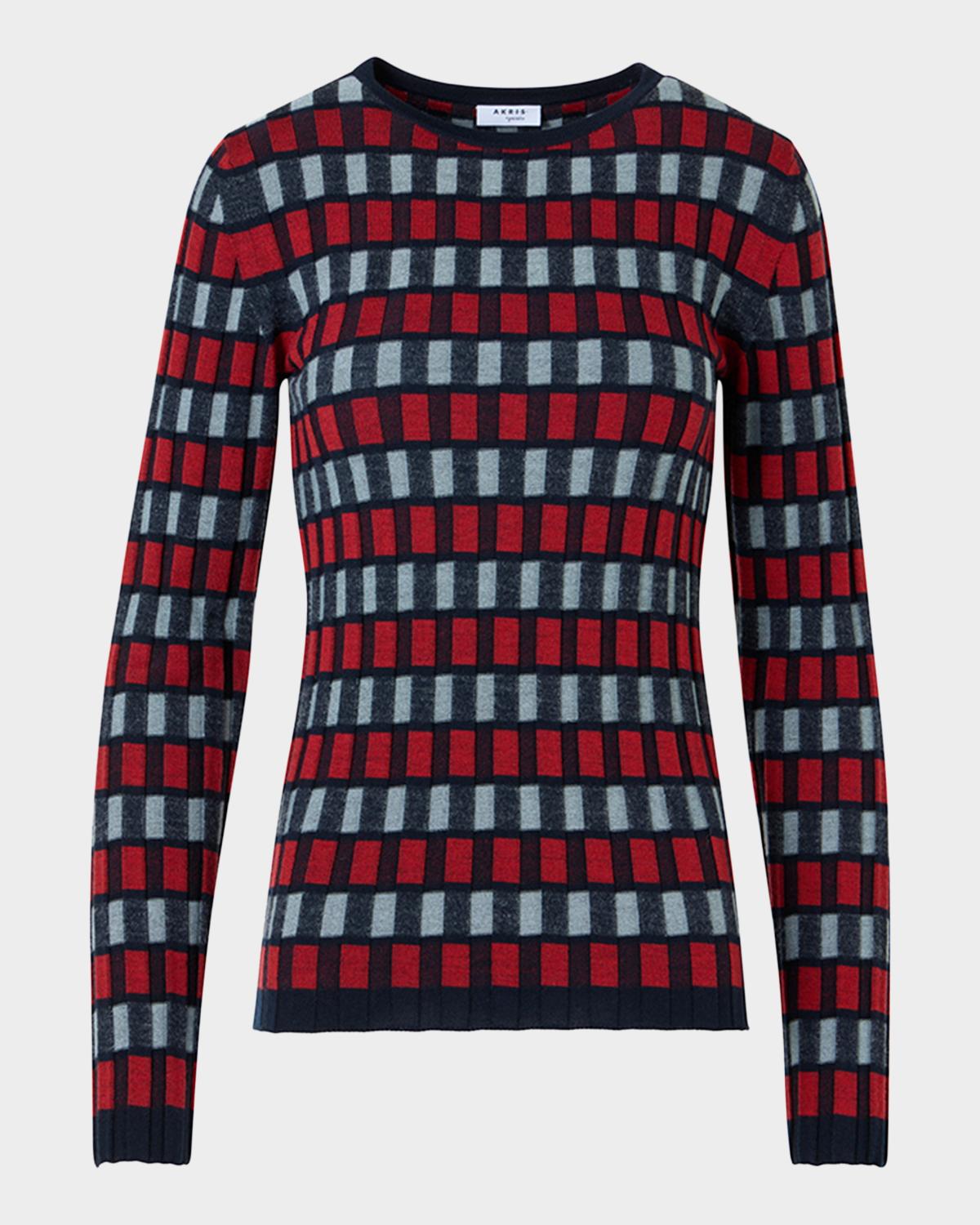 Akris punto Block Wool Knit Long-Sleeve Top