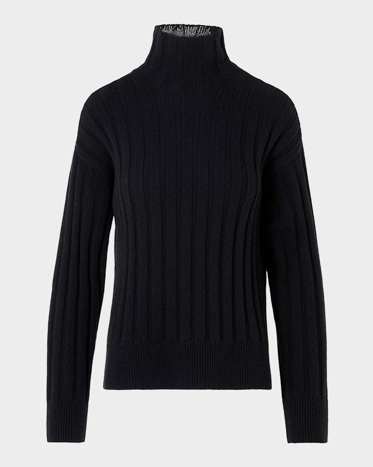 Akris punto Turtleneck Wool-Cashmere Wide Rib Sweater