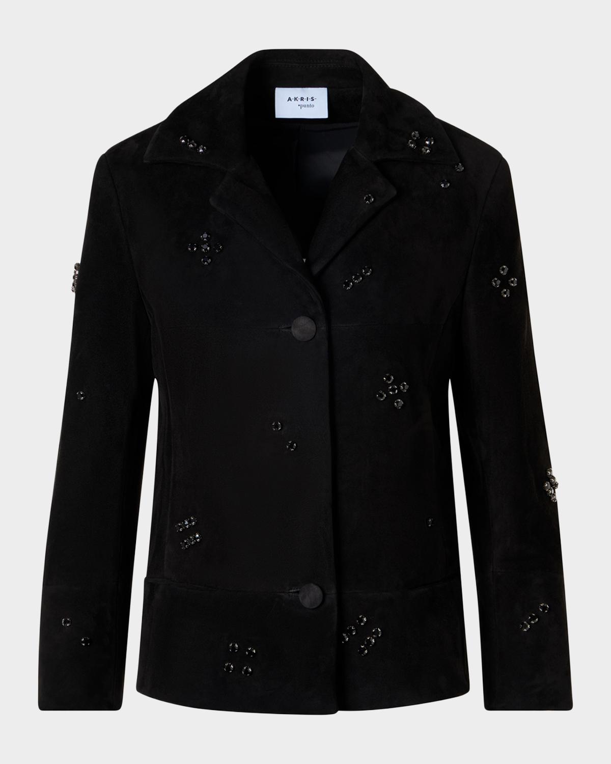 Akris punto Crystal Goat Suede Single-Breasted Jacket