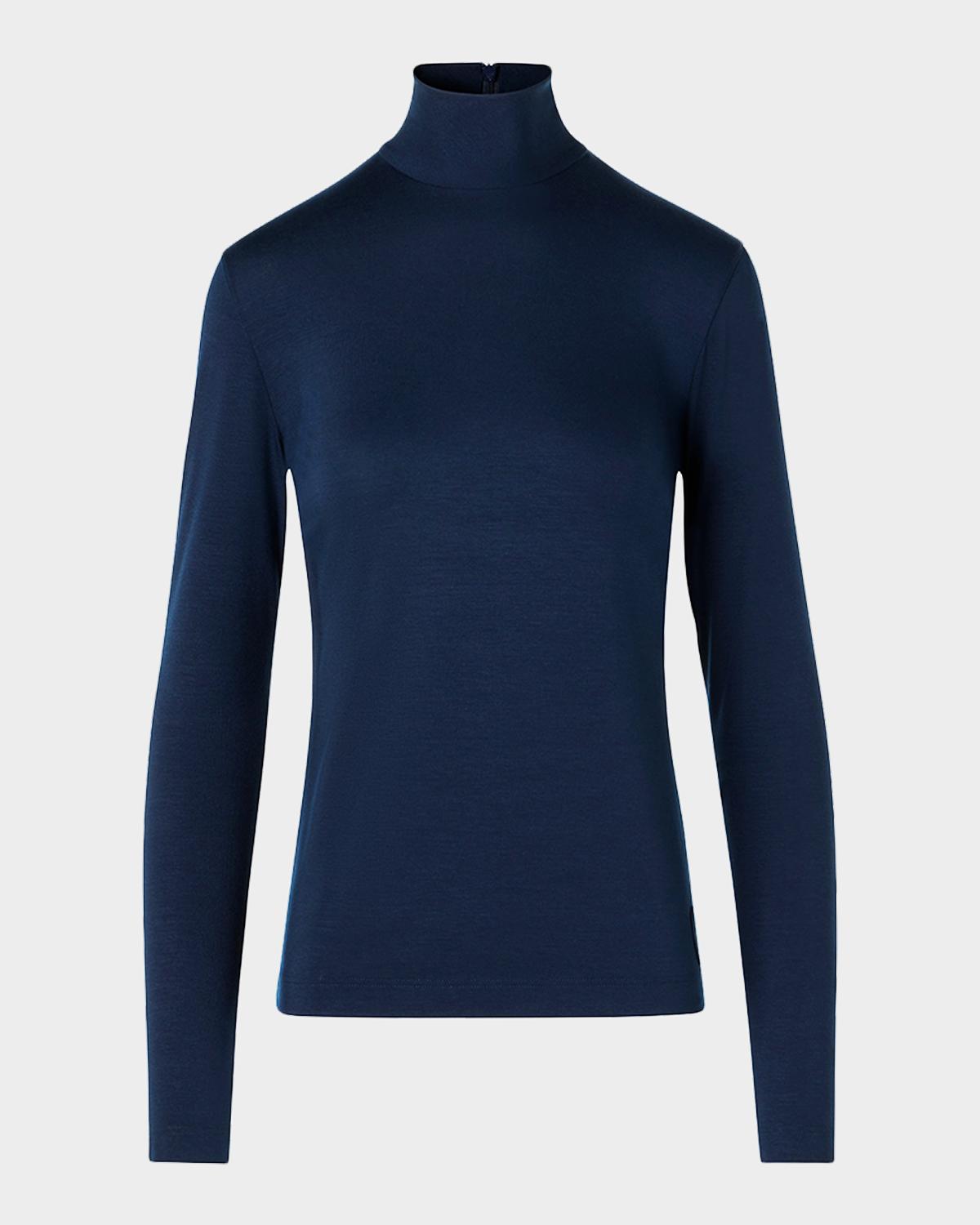 Akris punto Mock Neck Long-Sleeve Jersey Top