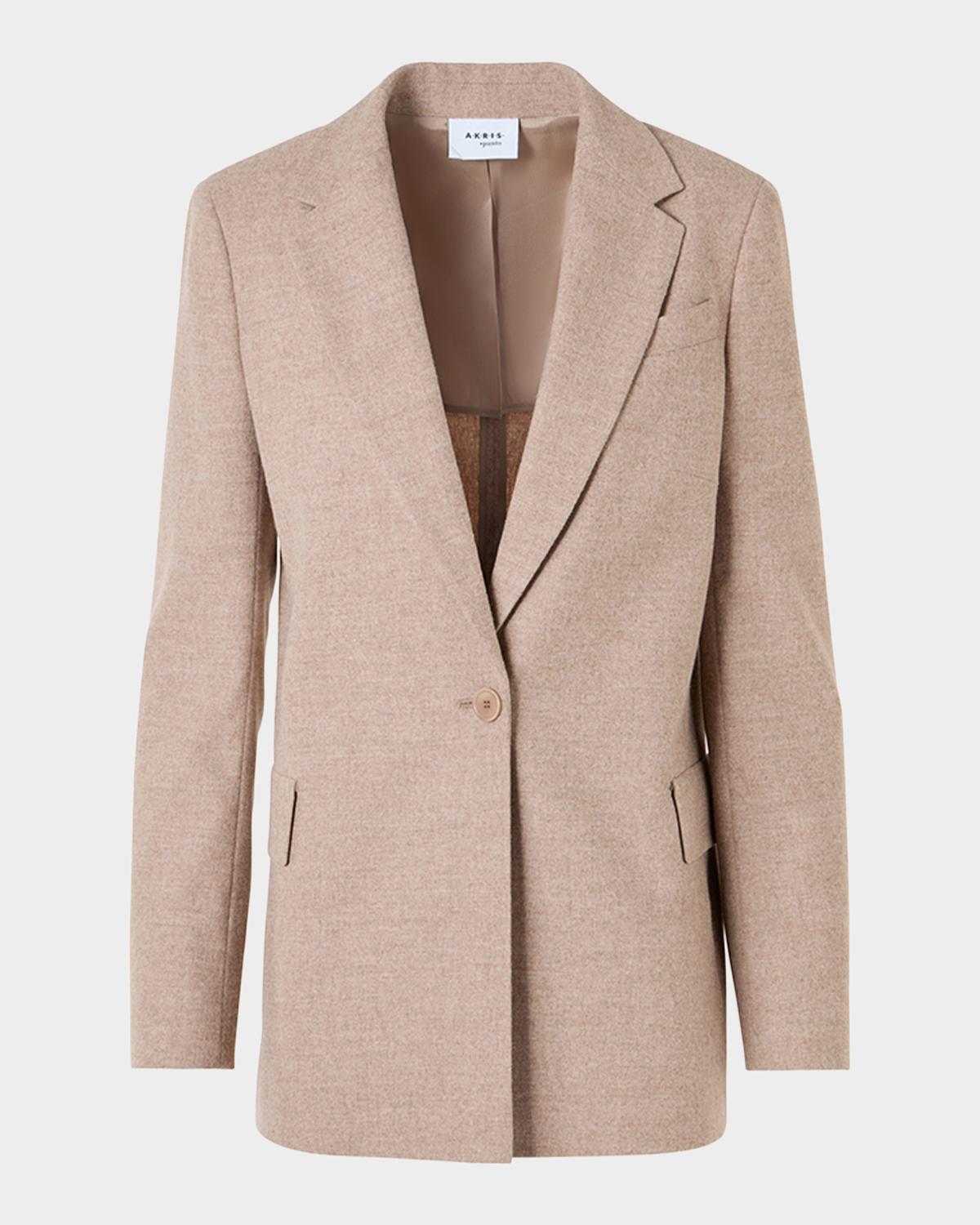 Wool Single-Breasted Boyfriend Blazer Jacket