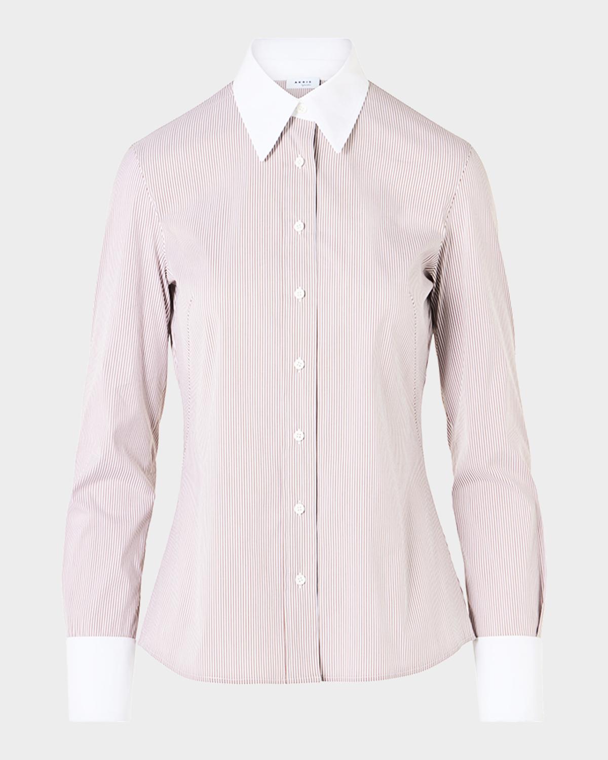 Akris punto Stripe Stretch Cotton Poplin Shirt