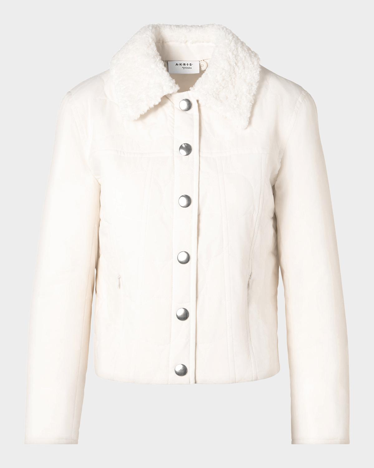 Akris punto Faux-Fur Collar Dot Puffer Jacket