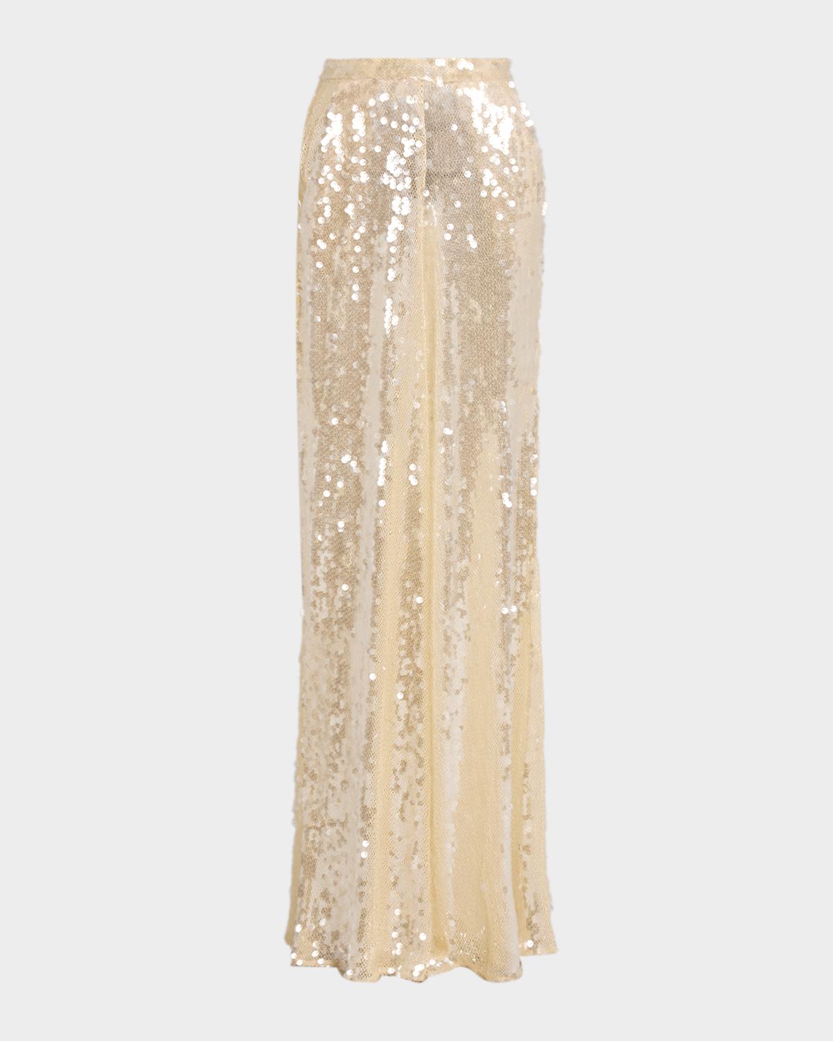 LAPOINTE Sequined Mesh Wide-Leg Pants