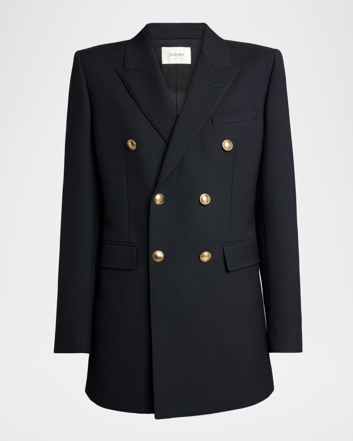 Wool Gabardine Double-Breasted Jacket