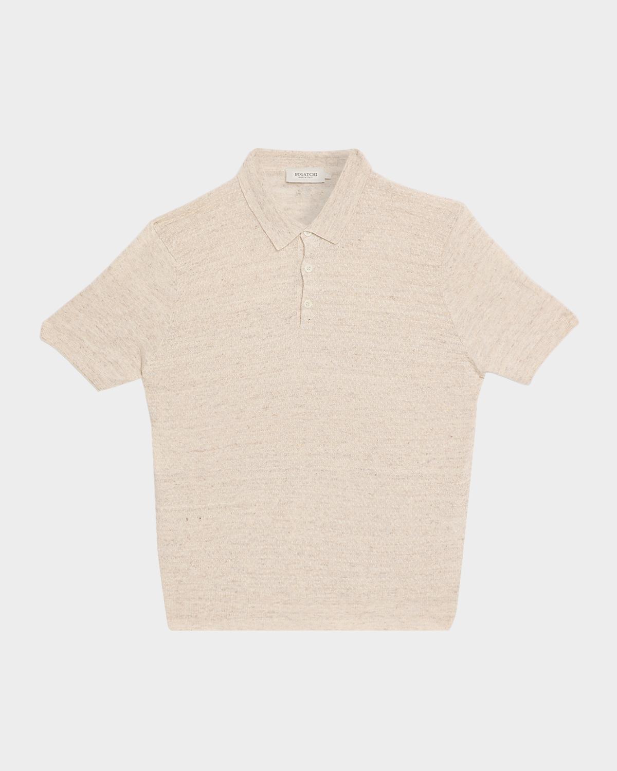 Bugatchi Men's Linen 3-Button Knit Polo Shirt