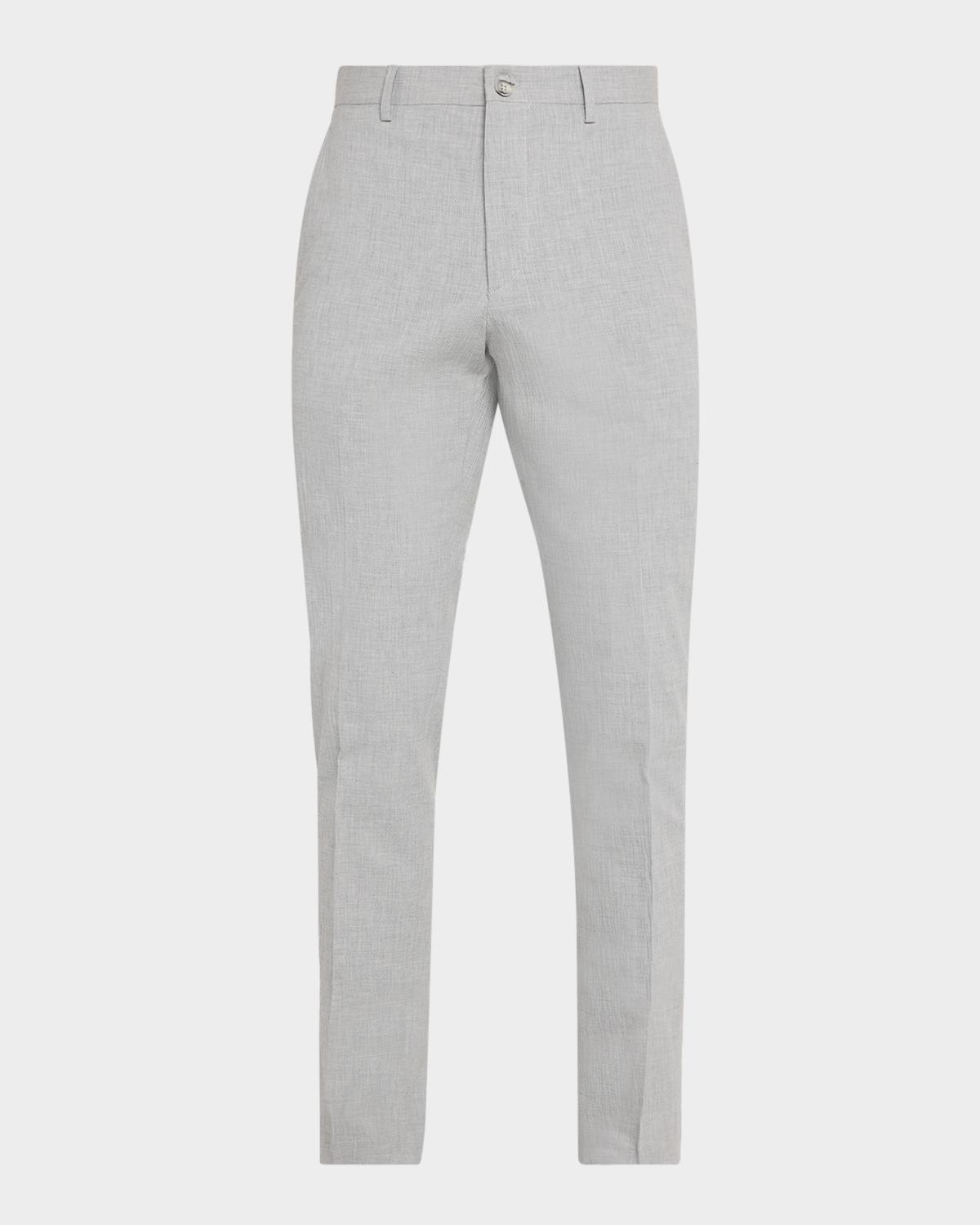 Bugatchi Men's Sharkskin Cotton Slim Flat-Front Chino Pants