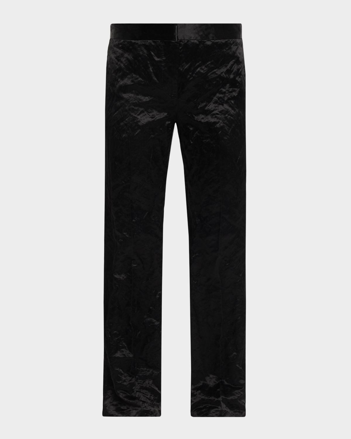 FForme Cameron Crinkled Velvet Slim-Leg Trousers