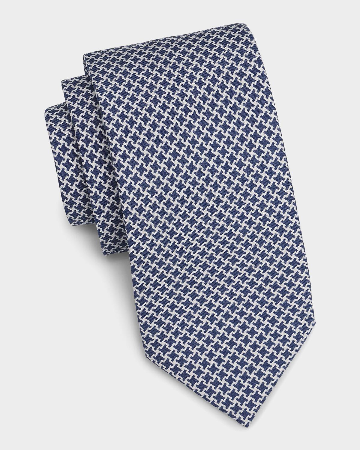 Isaia Men's Geometric-Print Silk Tie